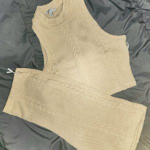 Tan Knitted Biker Set
